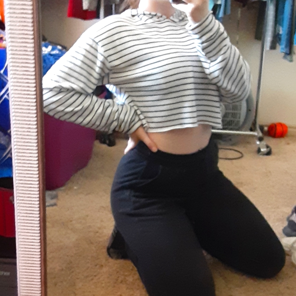 Striped hooded crop top